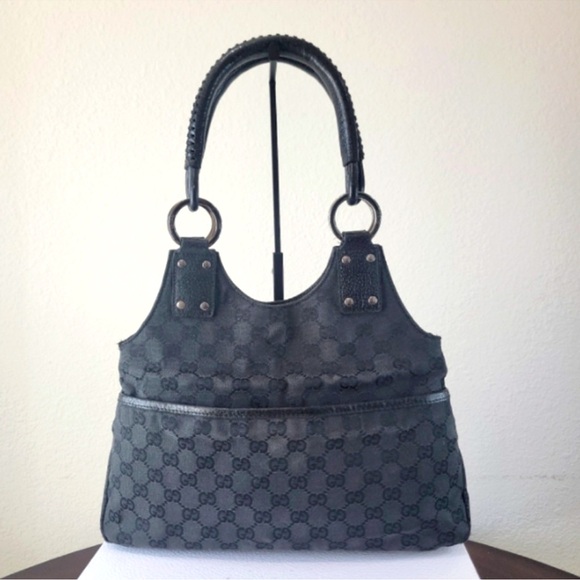 Gucci GG Monogram Canvas Black Handbag Satchel Bag - Picture 11 of 11
